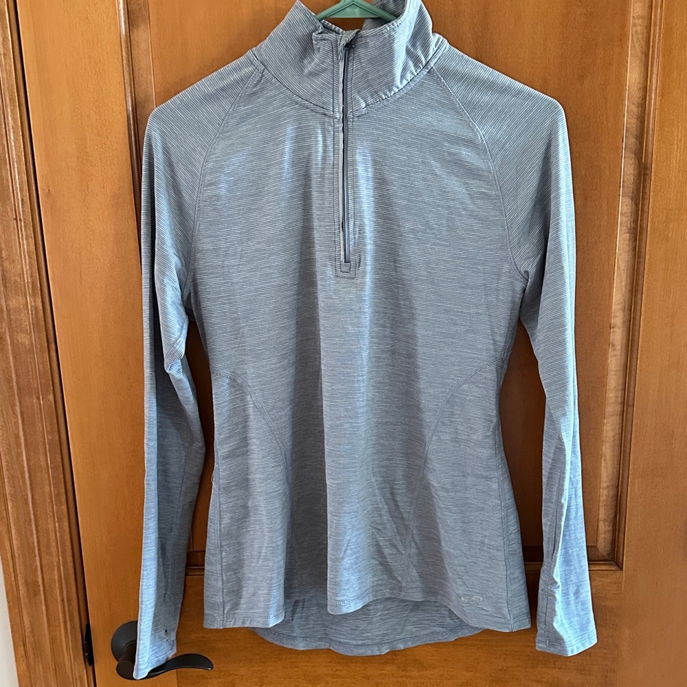 Champion C9 Duo Dry Gray white Striped Quarter Zip Performance Top Small